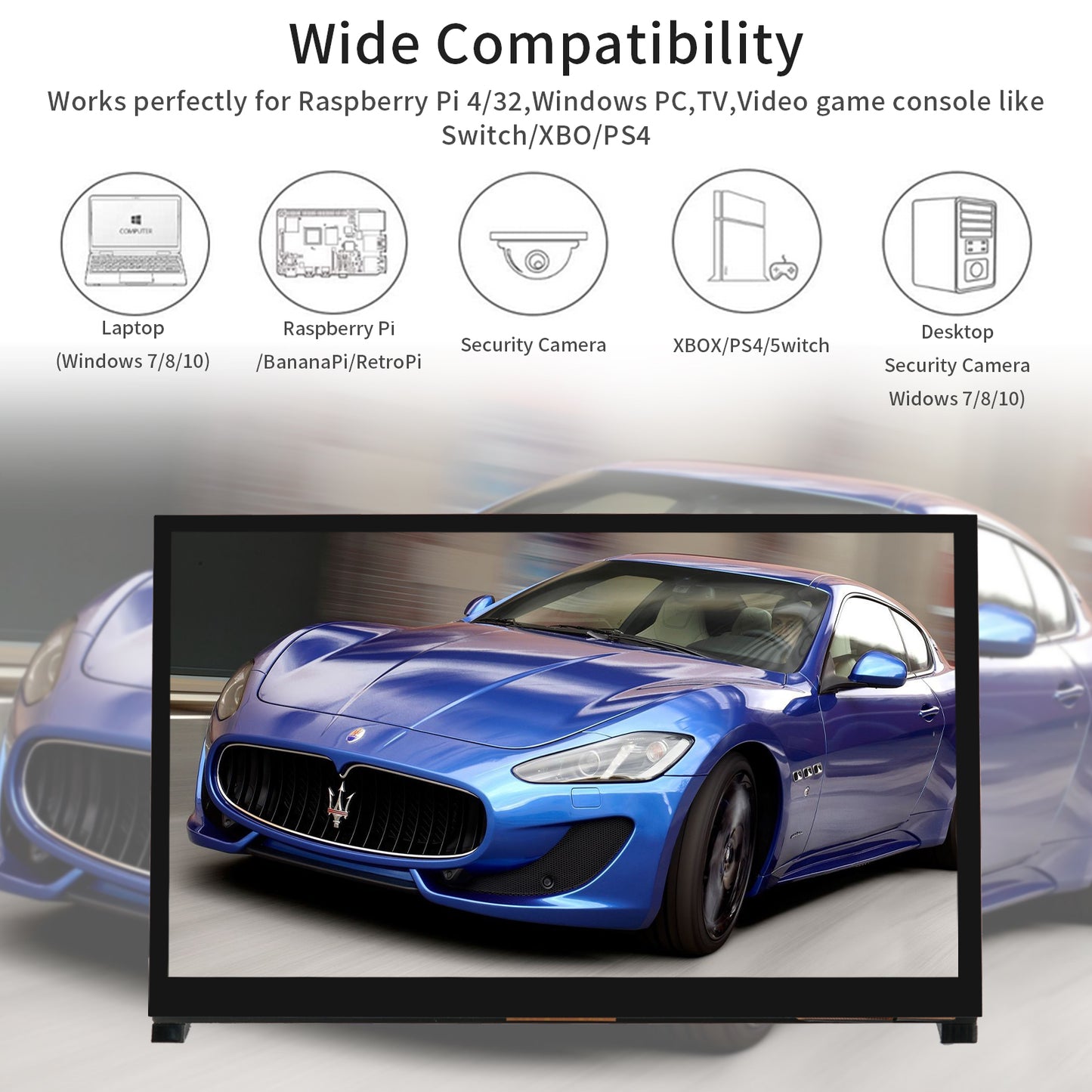M1012 10.1 Inch Multi-Touch 1024X600 IPS Portable Monitor with Dual USB HDMI 178° Viewing Angle for Raspberry Pi 5 4 3 2 Zero B+ Model B Xbox PS4 iOS Win7/8/10