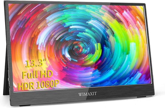 WIMAXIT M1331C V2 13.3Inch 100% sRGB 1920x1080P IPS HDR Portable USB-C HDMI Monitor Ultra Thin Build in Speaker Dual HDMI Input Gaming Monitor Type-C Travel Monitor for Laptop,Cellphones