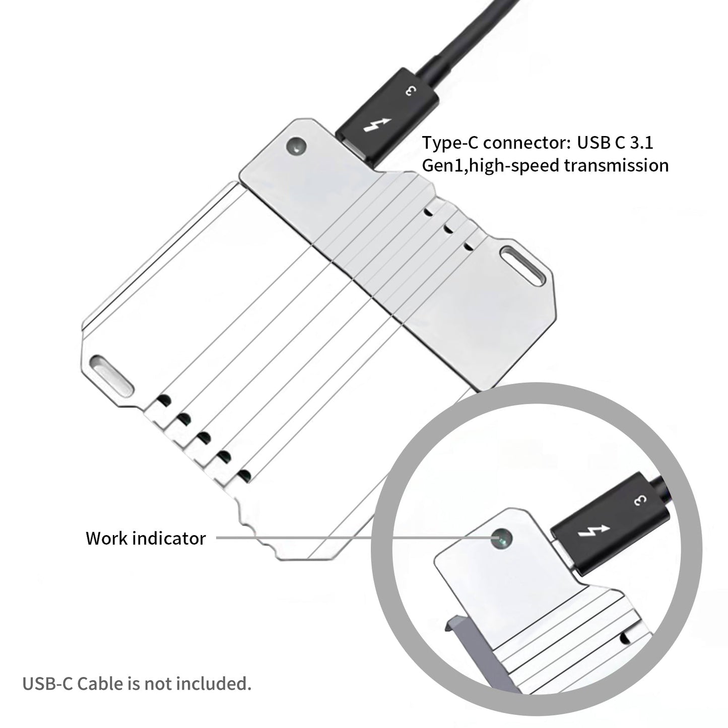 ANDYCINE USB-C Reader Only for Lunchbox Case ATOMOS SATA SSD