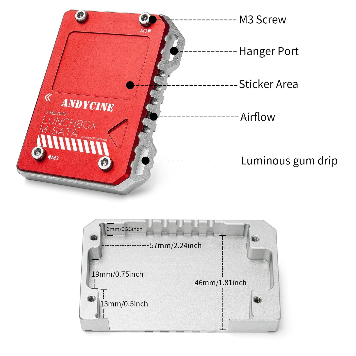 Andycine LunchBox Magnalium Case for mSATA SSD Compatible with Atomos NINJA V  with mSATA to SATA adapter