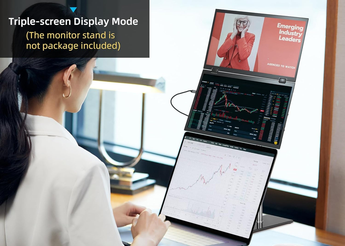 Wimaxit M1562C Dual Screen 15.6" Portable Foldable Monitor with VESA for Windows Mac OS Smartphone,PS5, Switch