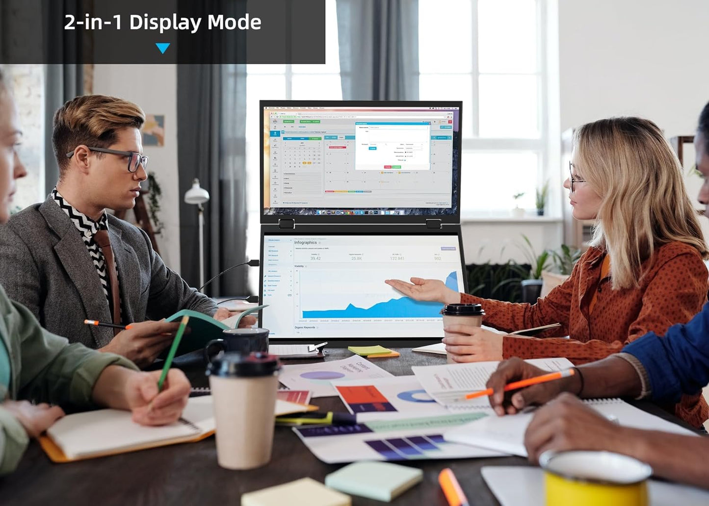 Wimaxit M1562C Dual Screen 15.6" Portable Foldable Monitor with VESA for Windows Mac OS Smartphone,PS5, Switch