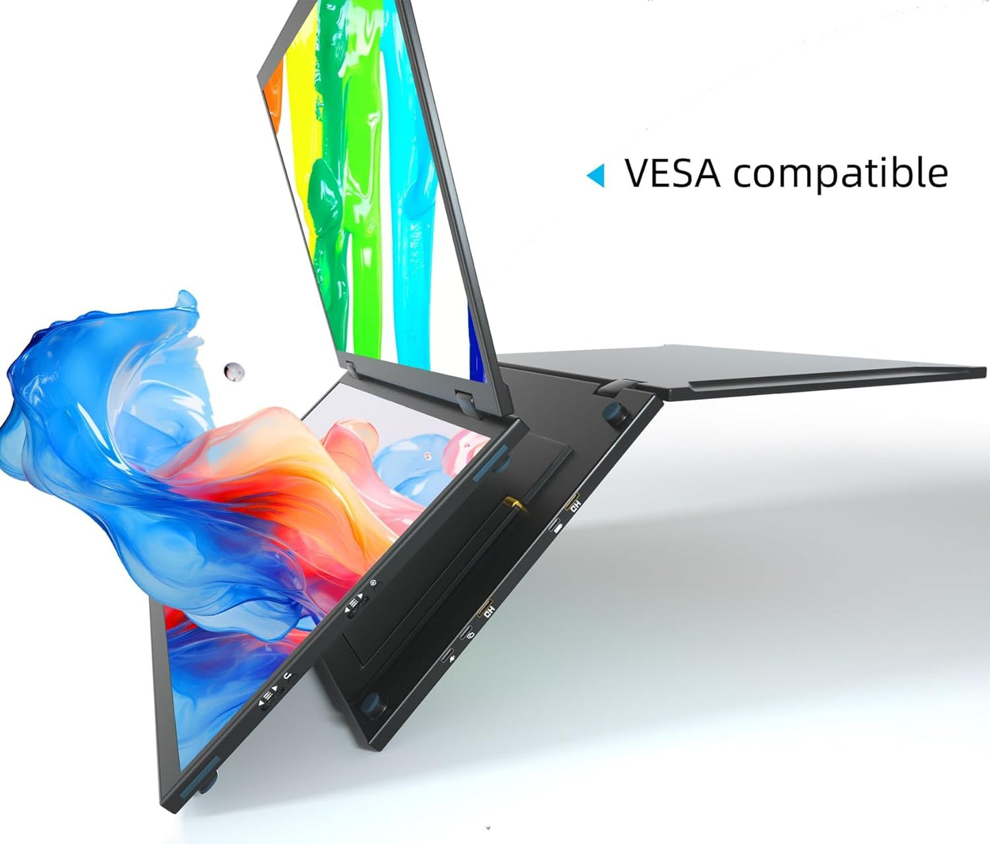 Wimaxit M1562C Dual Screen 15.6" Portable Foldable Monitor with VESA for Windows Mac OS Smartphone,PS5, Switch