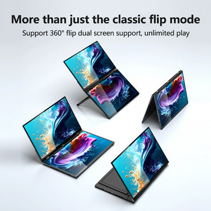18.5" Dual Screen 100% sRGB 120Hz Dual Monitors Stacked Folding Triple Monitor(Wins/Mac) 1080P Triple Portable Monitor for Laptop 90°/180° Rotation Black (No Driver Needed)