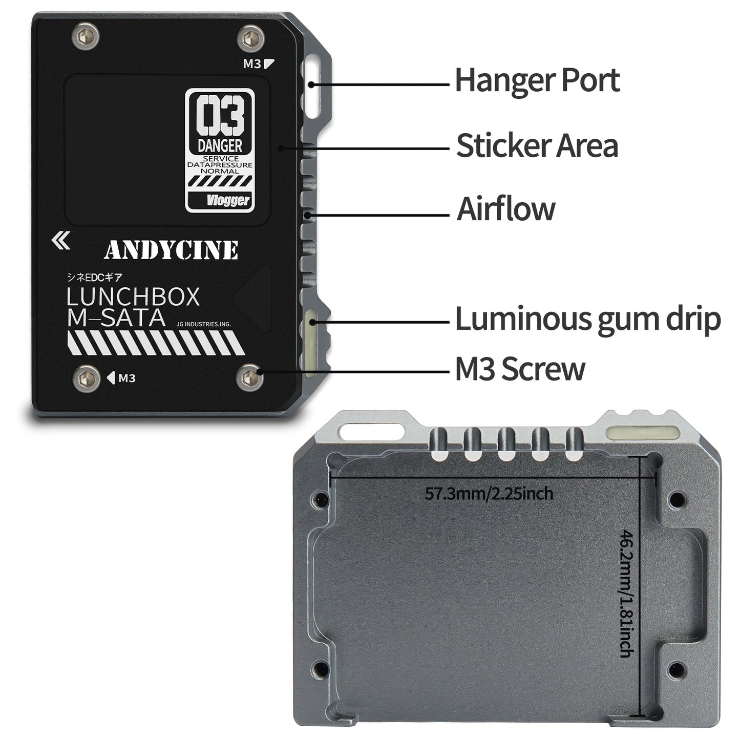 Andycine LunchBox Magnalium Case for mSATA SSD Compatible with Atomos NINJA V  with mSATA to SATA adapter
