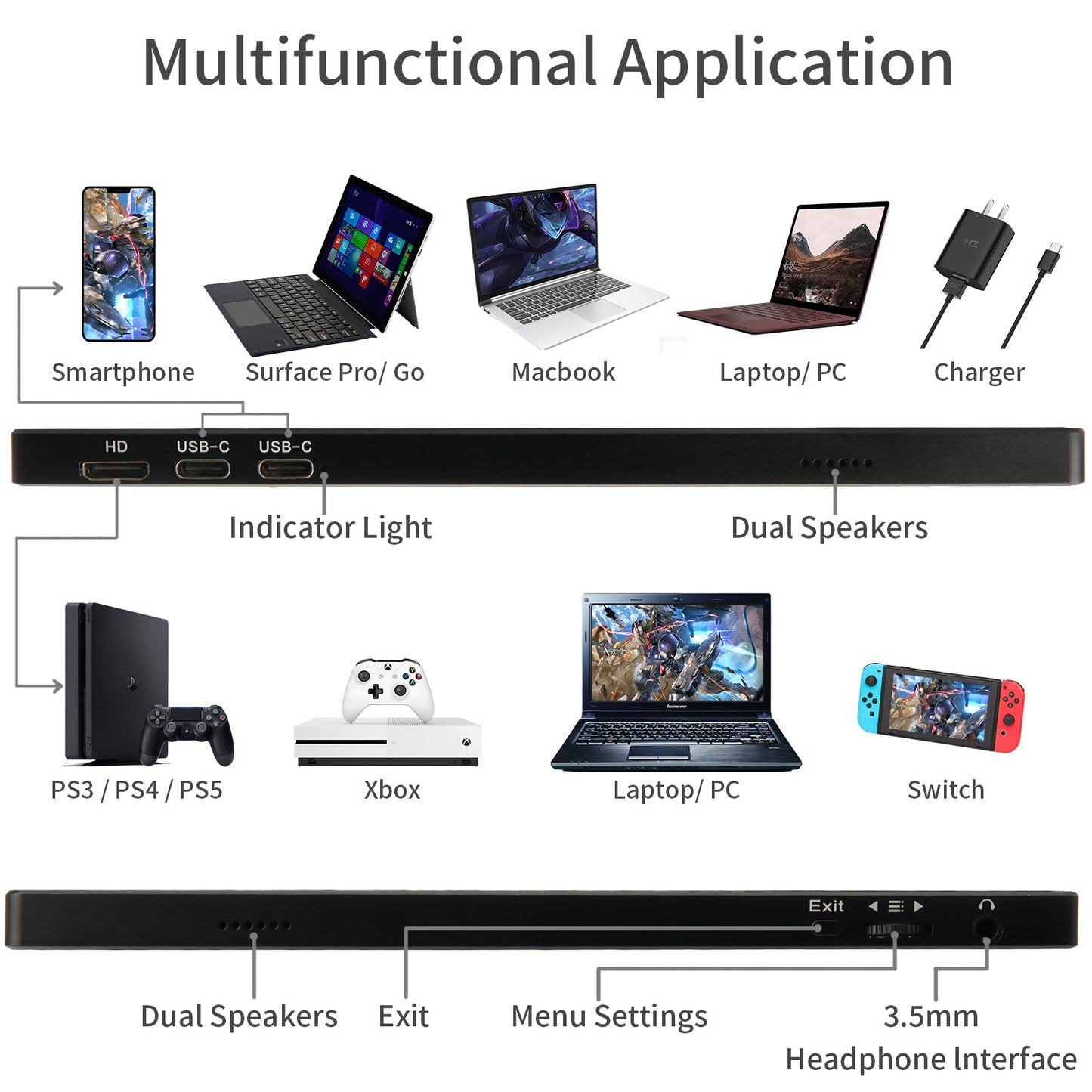 WIMAXIT M1161CT 11.6 Inch Touch Screen Portable  Monitor, Eye Care VESA Monitor IPS HDR Computer Display with USB-C/HDMI Dual Speakers