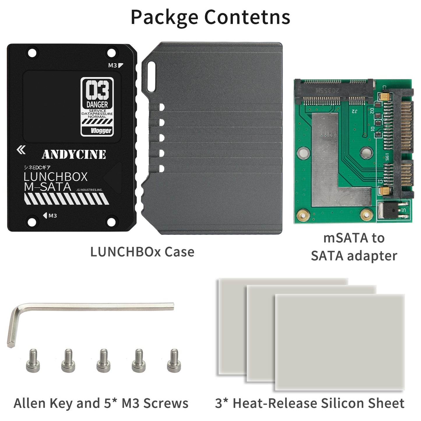 Andycine LunchBox Magnalium Case for mSATA SSD Compatible with Atomos NINJA V  with mSATA to SATA adapter