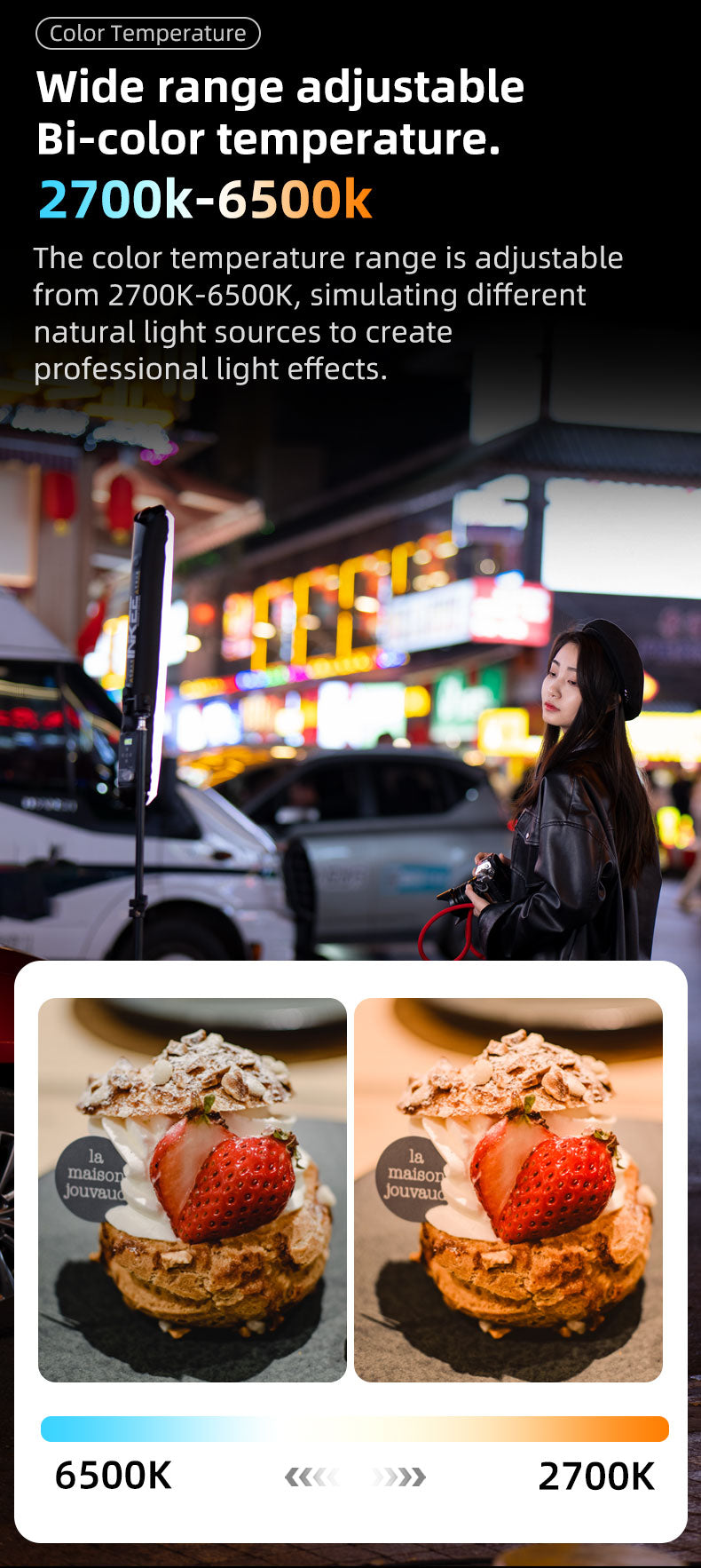 INKEE GC12 12W Bi-Colour Video Light Built in Battery Rechargeable 18.5Wh Portable Handheld Column Video Light 2700K-5600K Adjustable with Inflatable Tube Video Light