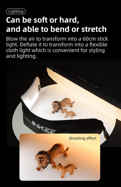 INKEE GC12 12W Bi-Colour Video Light Built in Battery Rechargeable 18.5Wh Portable Handheld Column Video Light 2700K-5600K Adjustable with Inflatable Tube Video Light