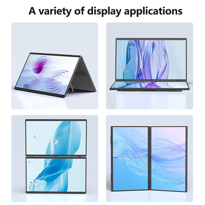 18.5" Dual Screen 100% sRGB 120Hz Dual Monitors Stacked Folding Triple Monitor(Wins/Mac) 1080P Triple Portable Monitor for Laptop 90°/180° Rotation Black (No Driver Needed)
