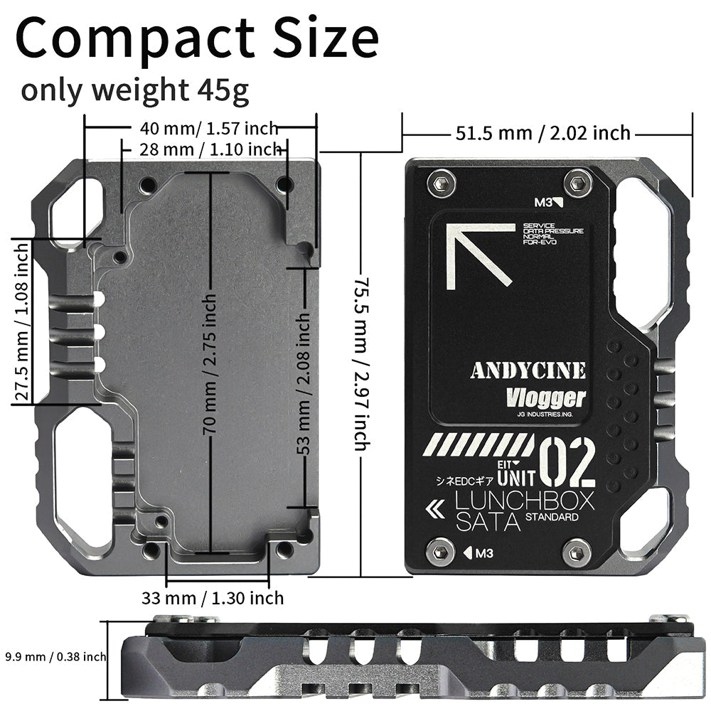ANDYCINE LunchBox II SSD Case for 860 EVO 870 QVO SATA SSD to Atomos NINJA V/V+