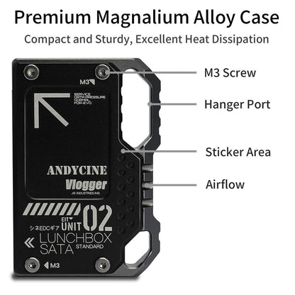 ANDYCINE LunchBox II SSD Case for 860 EVO 870 QVO SATA SSD to Atomos NINJA V/V+