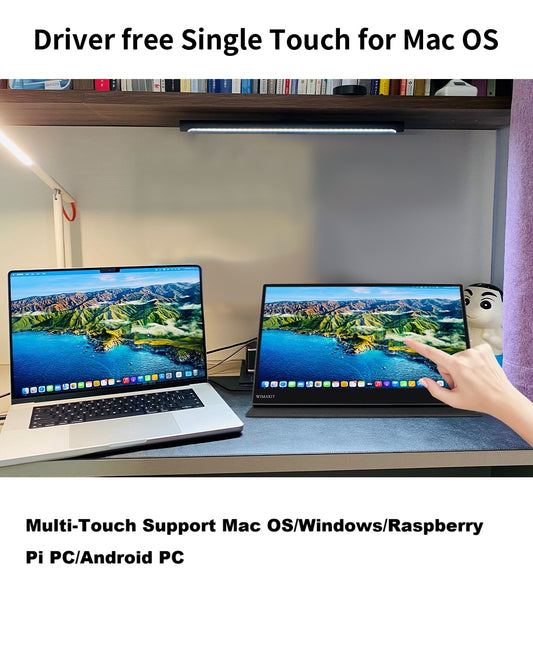 M1560CT4 15.6" Full HD Portable Monitor Touch Screen IPS Glossy Built-in Speakers USB-C HDMI with Smart Case For Mac, Windows PC, Raspberry Pi