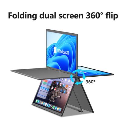 18.5" Dual Screen 100% sRGB 120Hz Dual Monitors Stacked Folding Triple Monitor(Wins/Mac) 1080P Triple Portable Monitor for Laptop 90°/180° Rotation Black (No Driver Needed)
