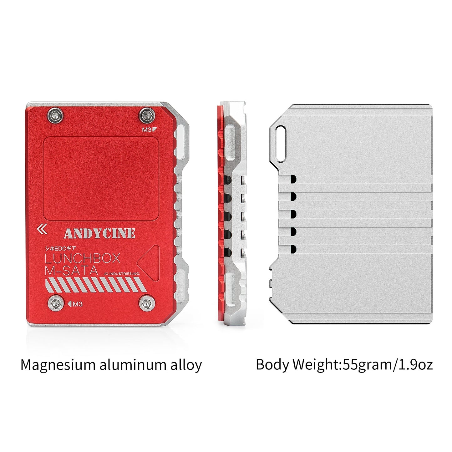 Andycine LunchBox Magnalium Case for mSATA SSD Compatible with Atomos NINJA V  with mSATA to SATA adapter