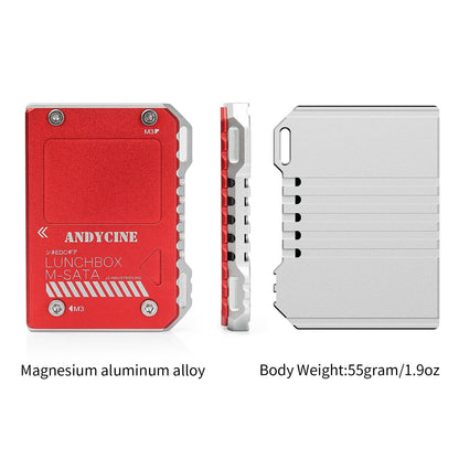 Andycine LunchBox Magnalium Case for mSATA SSD Compatible with Atomos NINJA V  with mSATA to SATA adapter