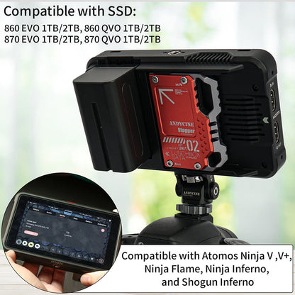 ANDYCINE LunchBox II SSD Case for 860 EVO 870 QVO SATA SSD to Atomos NINJA V/V+