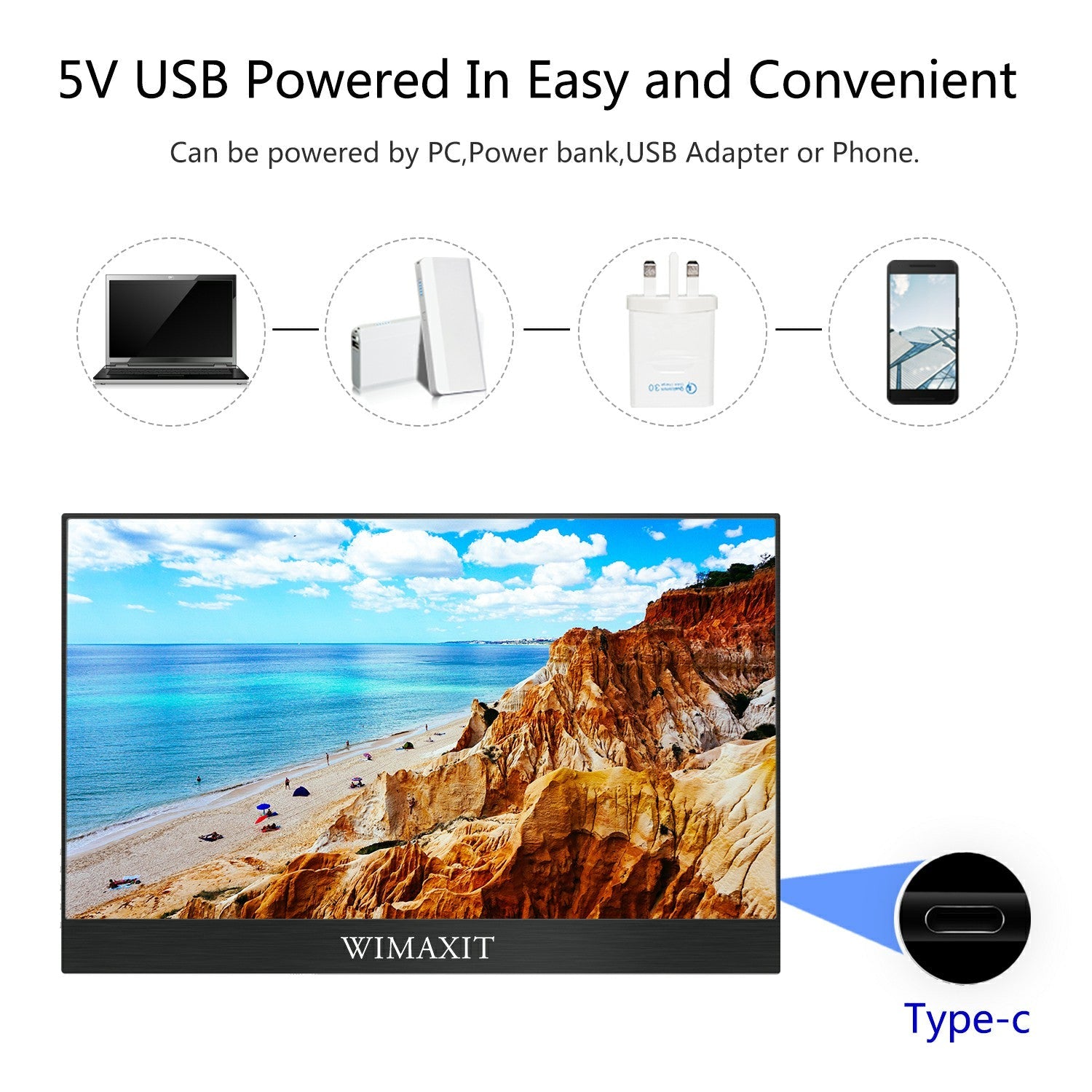 WIMAXIT M1560CT2 Touchscreen Monitor, Ulta-slim 16:9 Type-C/USB Monitor for Laptop, Android Phone, Game Consoles - Wimaxit Official Store