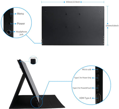 WIMAXIT Monitor M1560CTV2-Touch-Slim-IPS-HD 1920 x 1080 16: 9 display HDMI / 2-Type-C interface (USB C) / built-in speaker VESA holder for laptop gaming work monitor - Wimaxit Official Store